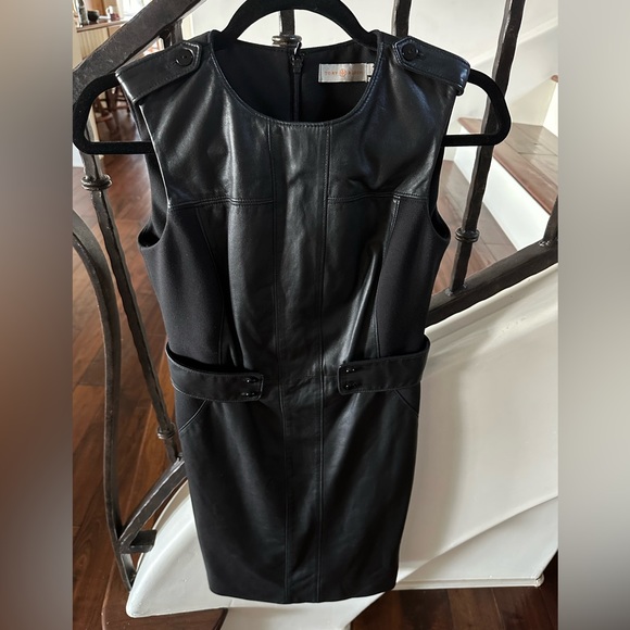 Tory Burch Luisa Sleeveless Leather Ponte Dress size 2 - Picture 5 of 12